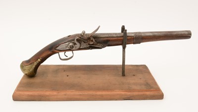 Lot 1098 - 18th Century Turkish flintlock pistol on stand
