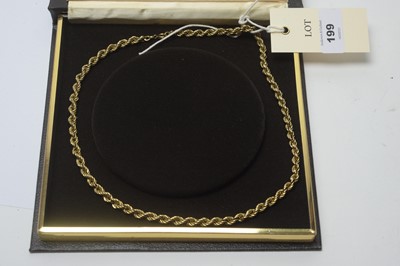 Lot 199 - A yellow gold twist-pattern necklace.