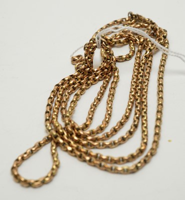 Lot 234 - Two yellow metal muff chains