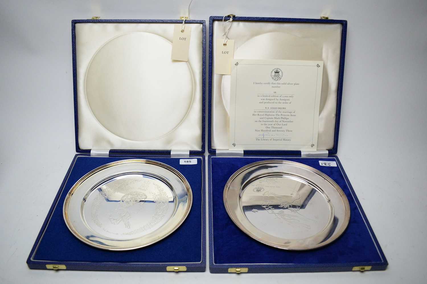 Lot 185 - Two Royal commemorative silver dishes