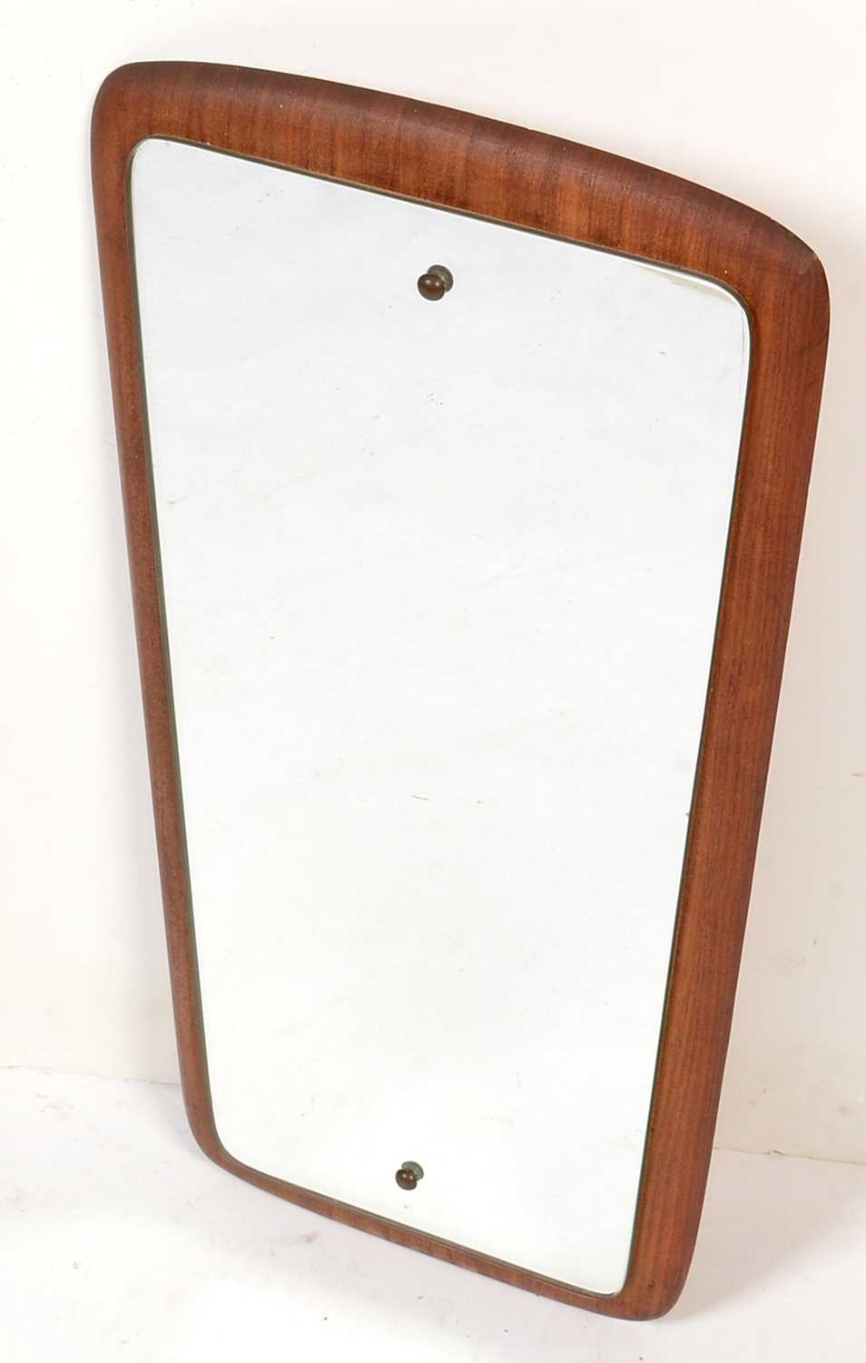 Lot 767 - Globe Brand Mirrors: a teak-backed mirror with tapered frame.