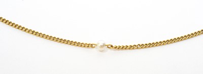 Lot 28 - A yellow metal and pearl chain necklace