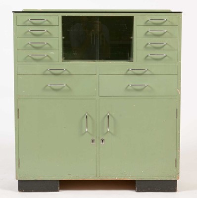 Lot 863 - The Premier Cabinet Co., Sedbergh: a mid 20th Century green dentist cabinet