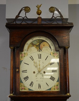 Lot 17 - Thomas Bell, Hexham: 19th C oak longcase clock.