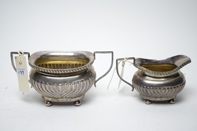 Lot 177 - A silver milk jug and two-handled sugar bowl