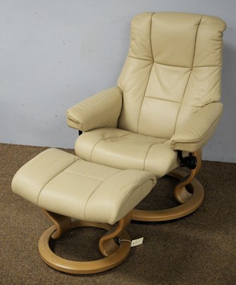 Lot 16 - 20th C Ekornes Stressless reclining armchair and footstool.