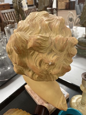Lot 364 - A pair of Art Deco wall sconces, a bust of a girl and other Art Deco items.