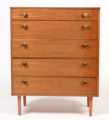 Lot 801 - Avalon: A mid Century teak chest of five drawers