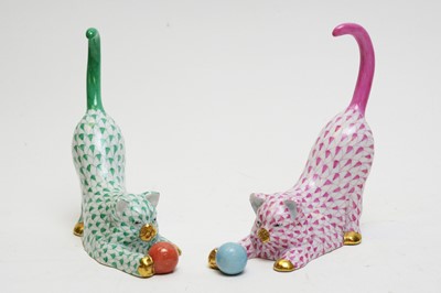 Lot 345 - A pair of Herend cat figures.