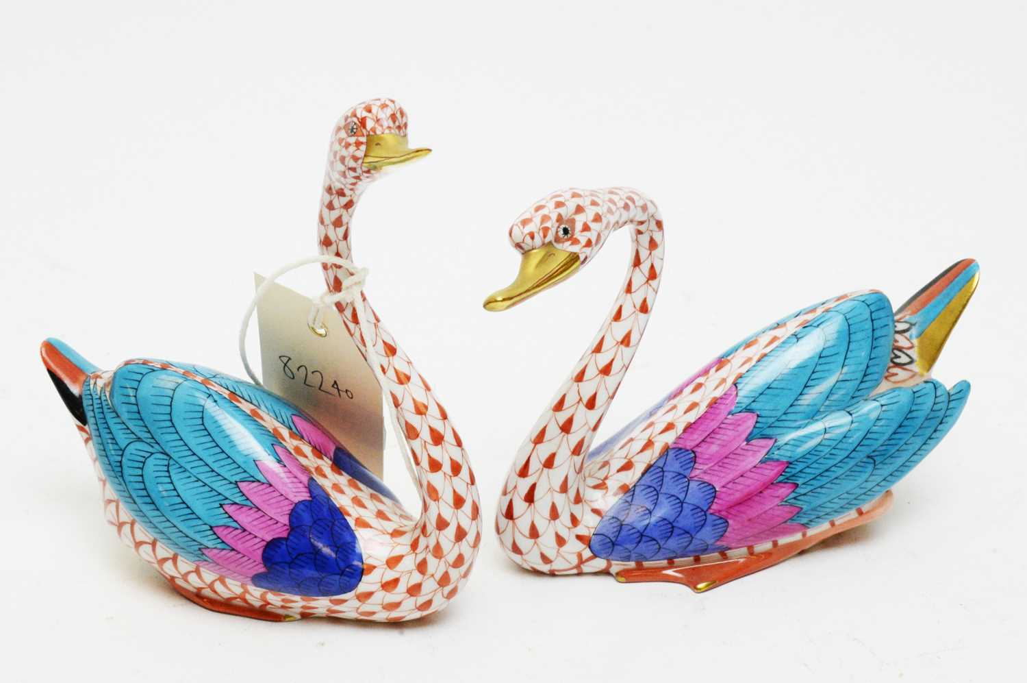 Lot 356 - Two Herend figures of swans.