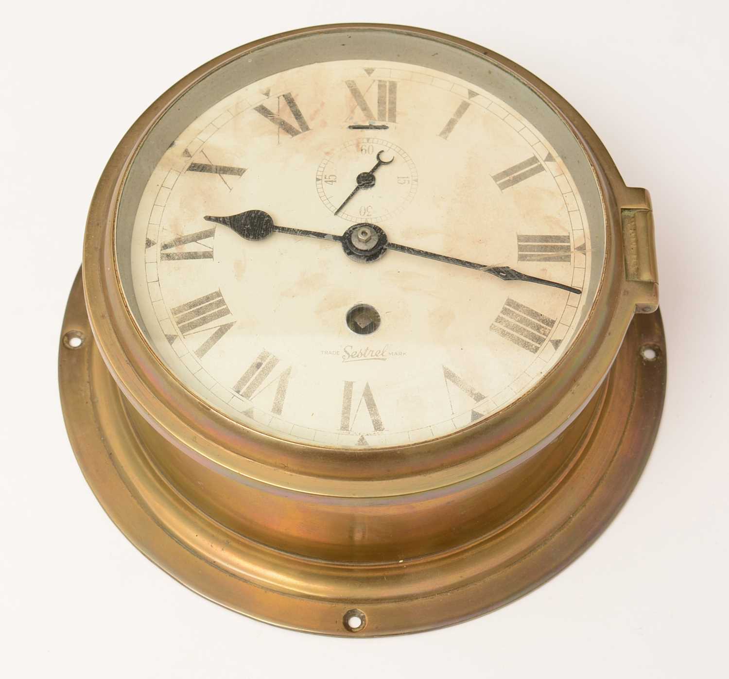 Sestrel Clock Lot 1201 - A Sestral brass cased ships clock,