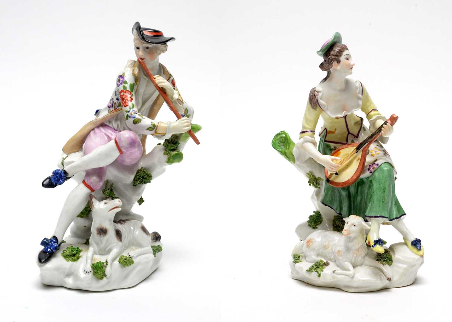 Lot 528 - Pair Meissen style figures