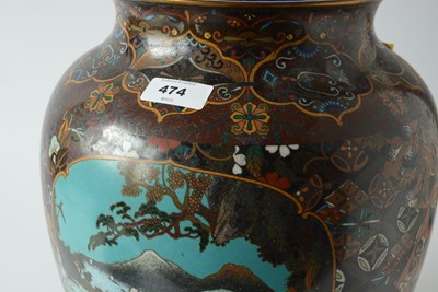 Lot 474 - Japanese cloisonne vase and cover as a lamp