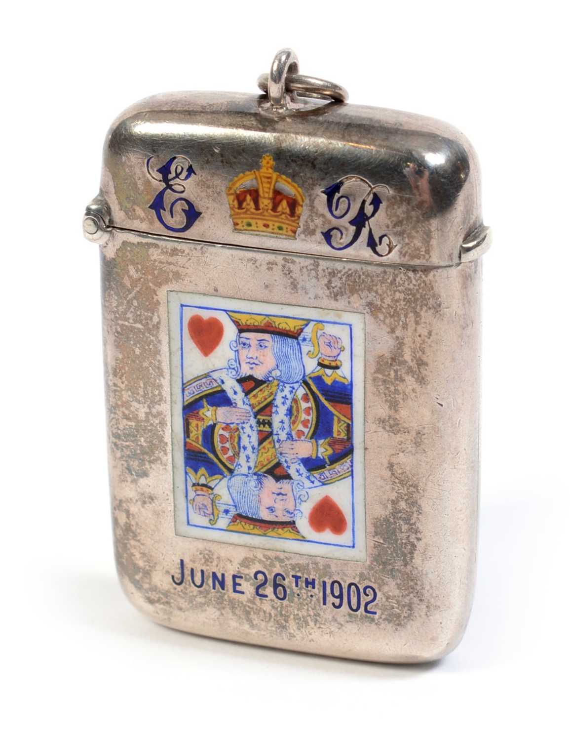 Lot 223 - An Edward VII Coronation souvenir vesta case.