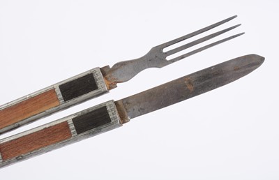 Lot 130 - A 19th Century interlocking knife and fork; and a 19th two-pronged fork