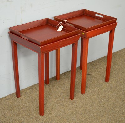Lot 36 - Pair of 20th C red-painted tray tables.