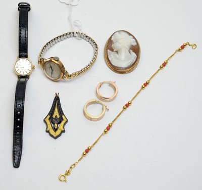 Lot 242 - Pair of earrings, watches and other jewellery.