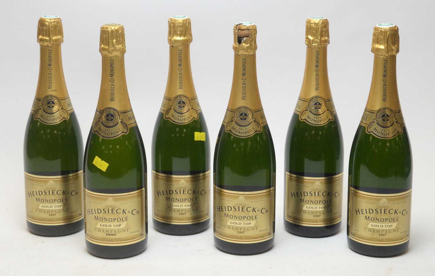 Lot 12 - Champagne Heidsieck & Co Monopole Gold Top 1997(x5) and 1996(1)