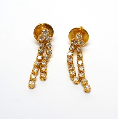 Lot 90 - A pair of diamond tassel drop earrings
