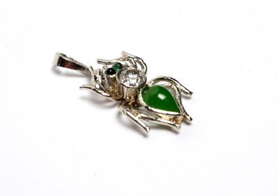 Lot 92 - Jade and diamond spider pendant