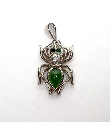 Lot 62 - Jade and diamond spider pendant