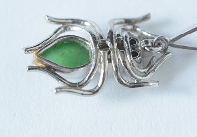 Lot 62 - Jade and diamond spider pendant