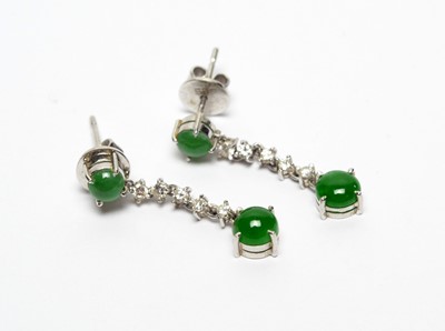 Lot 93 - Jade and diamond earrings