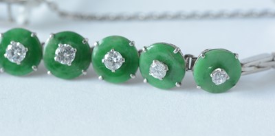Lot 95 - Jade and diamond bracelet