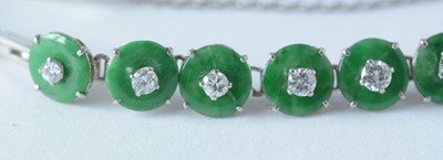 Lot 95 - Jade and diamond bracelet