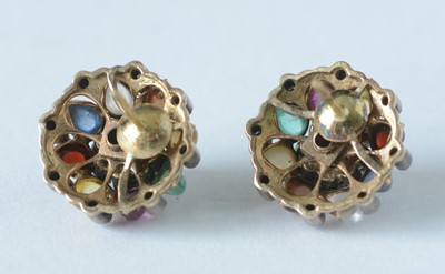 Lot 97 - A pair of gemstone and diamond earrings