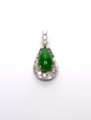 Lot 99 - Jade and diamond pendant