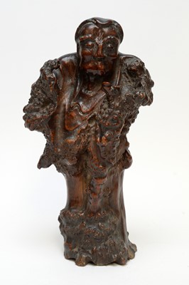 Lot 472 - Japanese burr wood figure of a sage