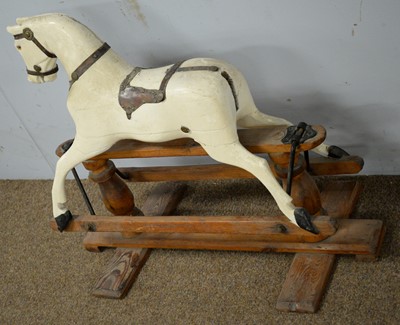 Lot 45 - Early 20th C white painted rocking horse.