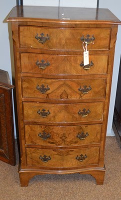 Lot 93 - A 20th Century burr walnut veneered chest of drawers by W Harker of Newcastle