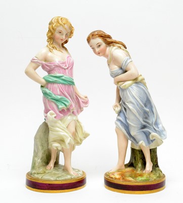 Lot 504 - Pair Worcester glazed Parian figures
