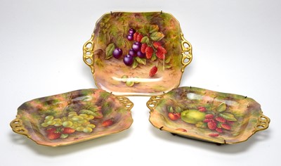 Lot 514 - Three Royal Worcester Fruit painted  Dessert Plates