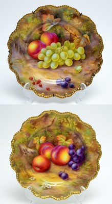 Lot 515 - Pair Royal Worcester fruit painted plates