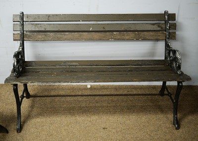 Lot 77 - Pair of early 20th Century cast iron garden benches.