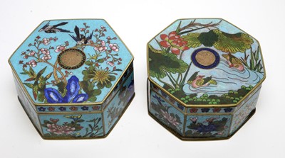 Lot 466 - Two Chinese cloisonne boxes and covers