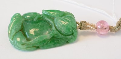Lot 469 - Chinese turquoise figure; jadeite pendant, hardstone cup