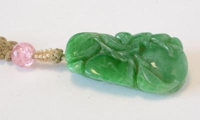 Lot 469 - Chinese turquoise figure; jadeite pendant, hardstone cup