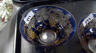 Lot 399 - Pair of finger bowls and a Bohemian glass vase