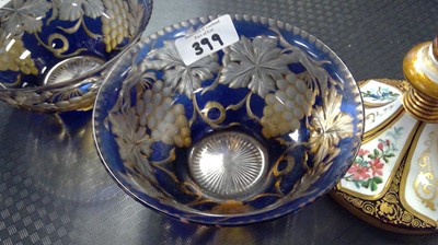 Lot 399 - Pair of finger bowls and a Bohemian glass vase