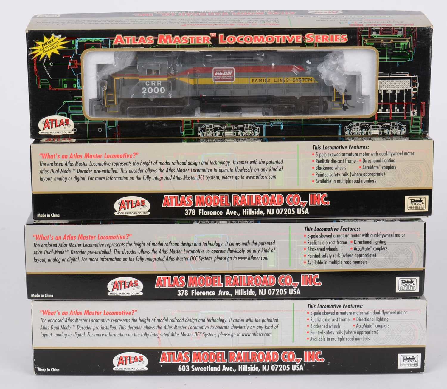 Lot 174 - Four Atlas Master Locomotive series HO-gauge diesel electric locomotives