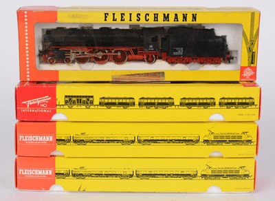 Lot 196 - Four Fleischmann HO-gauge model steam locomotives and tenders