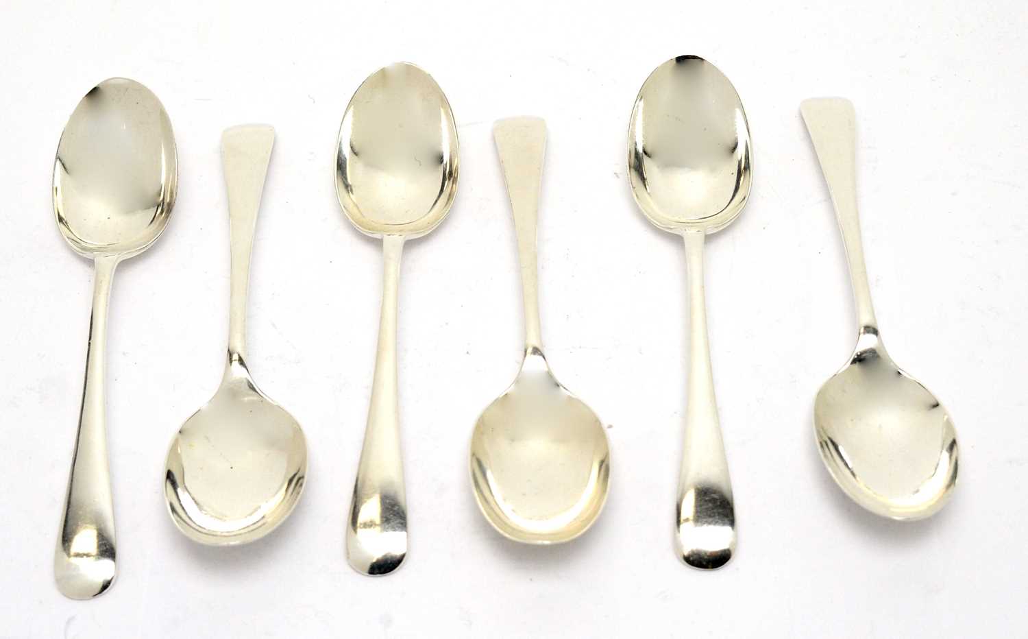 Lot 189 - Six silver dessert spoons, by Walker & Hall