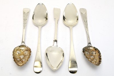 Lot 145 - Five early 19th Century silver tablespoons