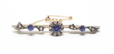 Lot 15 - Sapphire and diamond bar brooch