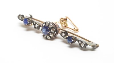 Lot 15 - Sapphire and diamond bar brooch
