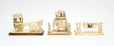 Lot 475 - Three 19th Century Nepalese ivory processional groups